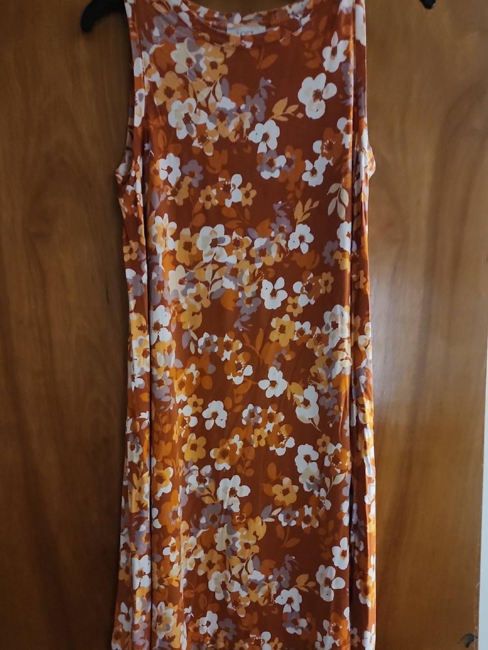 LOFT Outlet Orange Rust Floral Dress